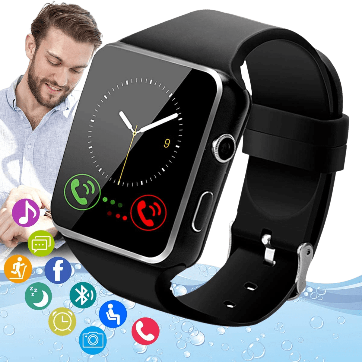 Smart Watch, Fitness with Blood Pressure Heart Rate Monitor IP67 Waterproof Bluetooth Smartwatch Smart Fitness Bracelet Compatible Android iOSPhones - Home Decor Gifts and More