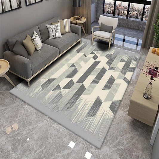 Geometric Pattern Simple Striped Crystal Velvet Living Room Living Room Area Rug