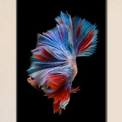 Abstract Animal Betta Fish Portrait Painting Framed Artwork - Home Decor Gifts and More