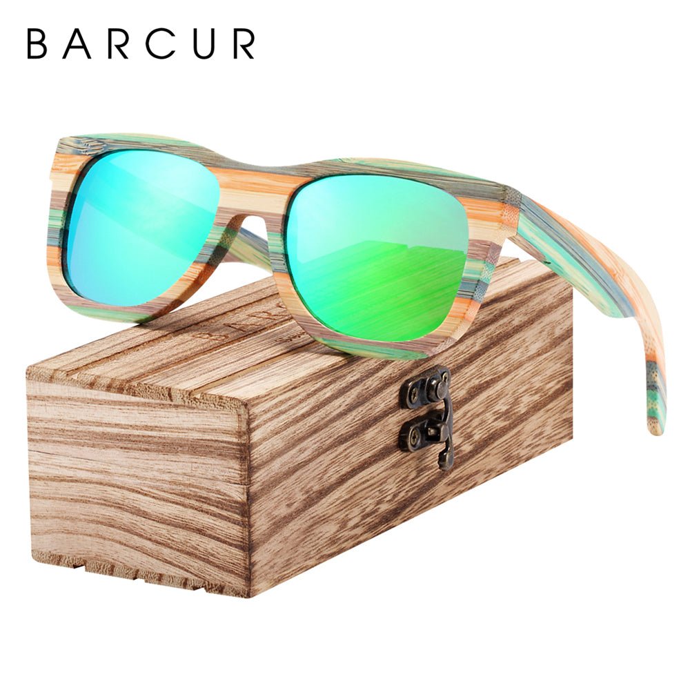 Gradient Women Sunglasses Bamboo Polarized Shades for Men Mirror Square Eyewear UV400 lunette de soleil femme - Home Decor Gifts and More