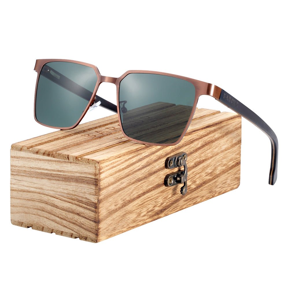 Square Sunglasses Wooden Polarized Stainless Steel Frame Wooden Shades for Men - Home Decor Gifts and More