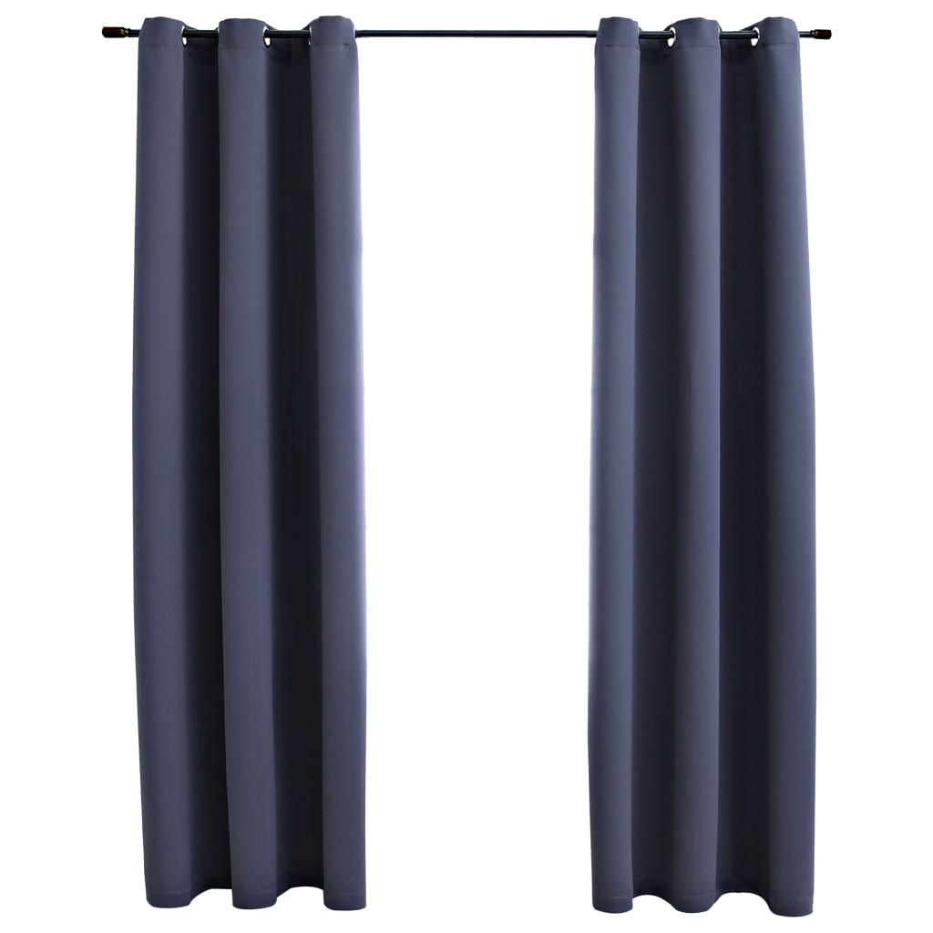 Blackout Curtains with Grommets 2 pcs Anthracite 37x63 Inches Fabric | Decor Gifts and More