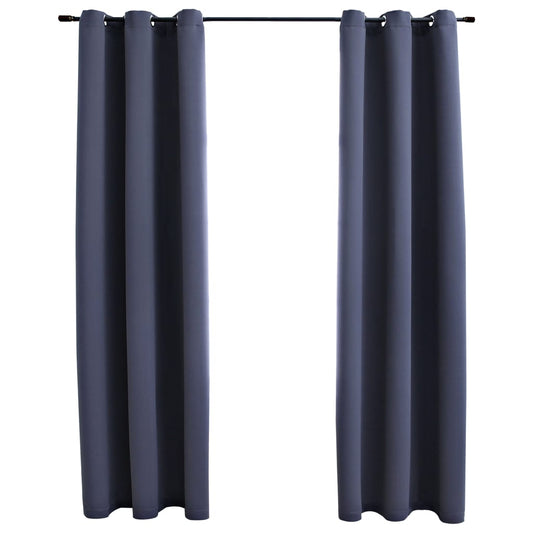 Blackout Curtains with Grommets 2 pcs Anthracite 37x63 Inches Fabric | Decor Gifts and More