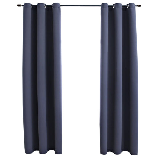 Blackout Curtains with Grommets 2 pcs Anthracite 37x84 Inches Fabric | Decor Gifts and More