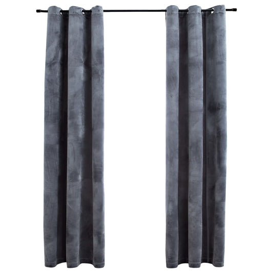 Blackout Curtains with Grommets 2 pcs Anthracite 37x95 Inches Velvet | Decor Gifts and More