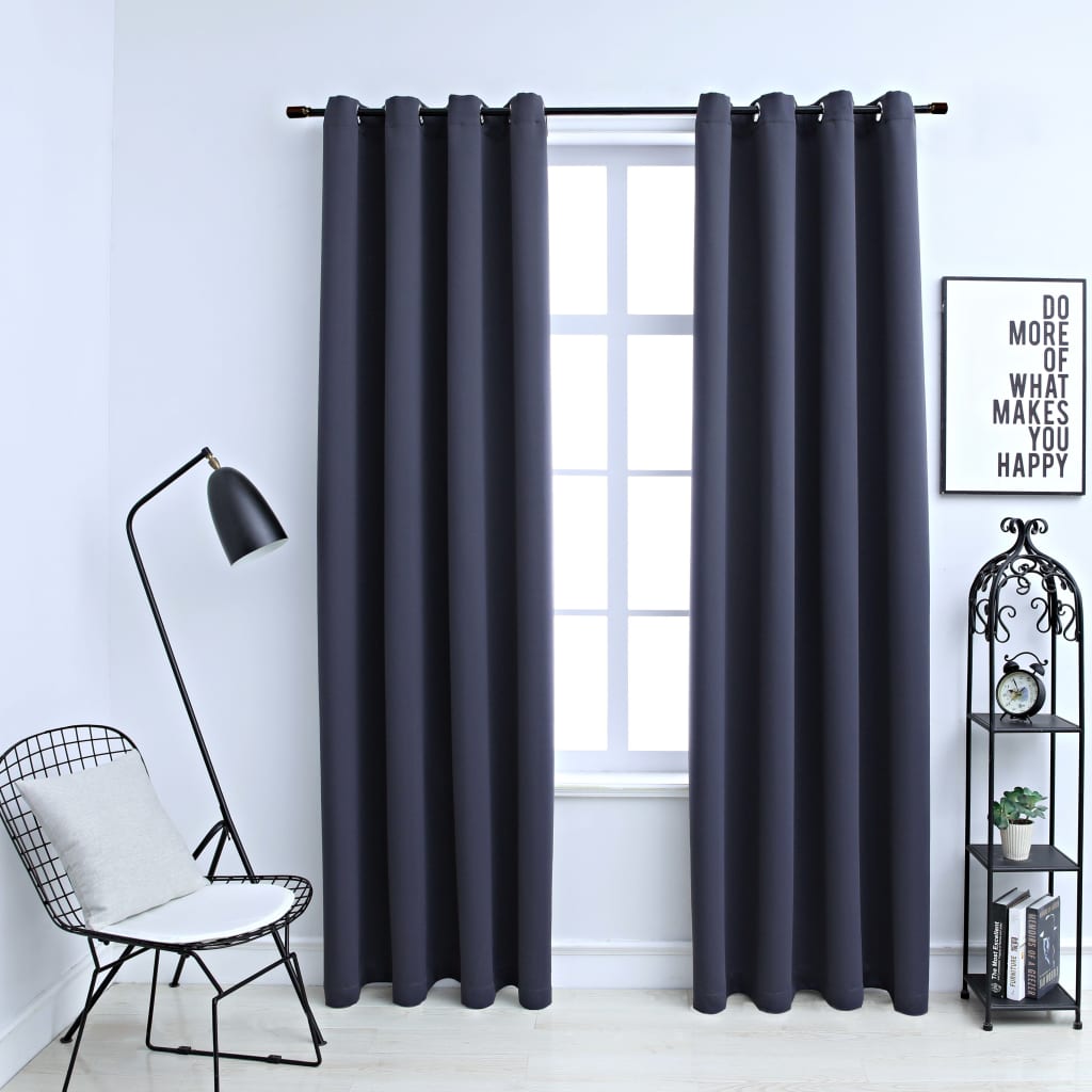 Blackout Curtains with Grommets 2 pcs Anthracite 54x84 Inches Fabric | Decor Gifts and More