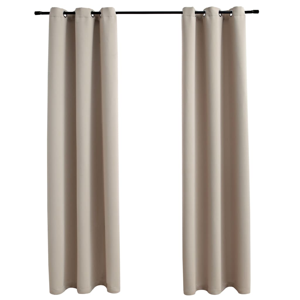 Blackout Curtains with Grommets 2 pcs Beige 37x63 Inches Fabric | Decor Gifts and More