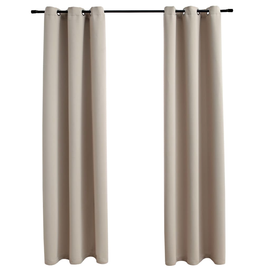 Blackout Curtains with Grommets 2 pcs Beige 37x95 Inches Fabric | Decor Gifts and More