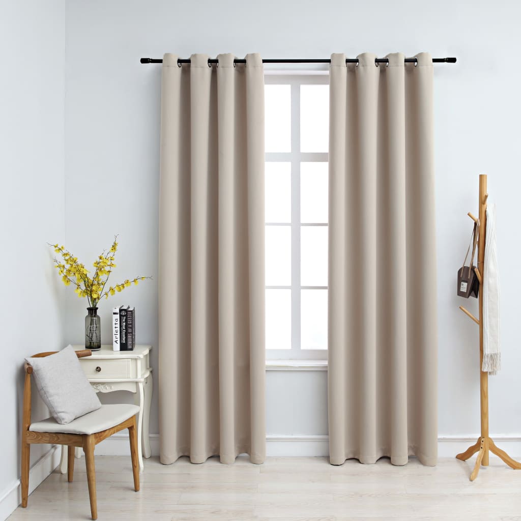 Blackout Curtains with Grommets 2 pcs Beige 54x84 Inches Fabric | Decor Gifts and More