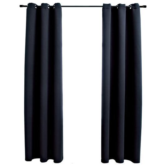 Blackout Curtains with Grommets 2 pcs Black 37x63 Inches Fabric | Decor Gifts and More