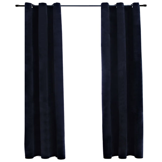 Blackout Curtains with Grommets 2 pcs Black 37x84 Inches Velvet | Decor Gifts and More