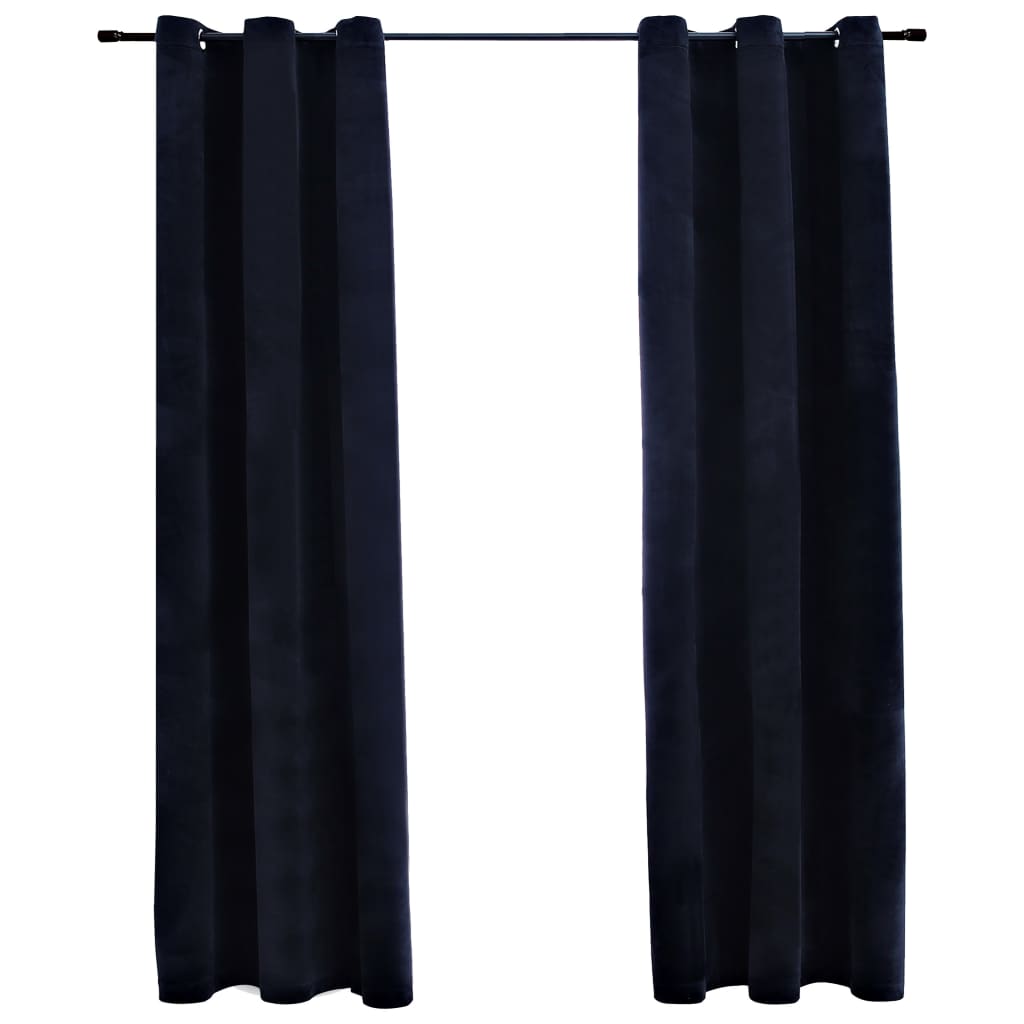 Blackout Curtains with Grommets 2 pcs Black 37x95 Inches Velvet | Decor Gifts and More