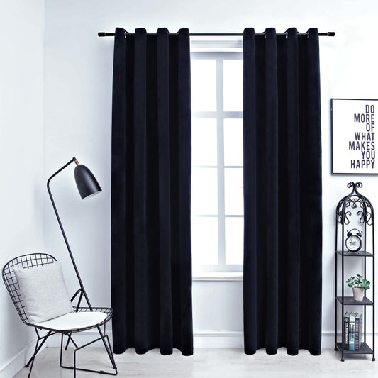 Blackout Curtains with Grommets 2 pcs Black 54x95 Inches Velvet | Decor Gifts and More