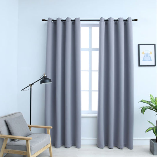 Blackout Curtains with Grommets 2 pcs Gray 54x95 Inches Fabric | Decor Gifts and More