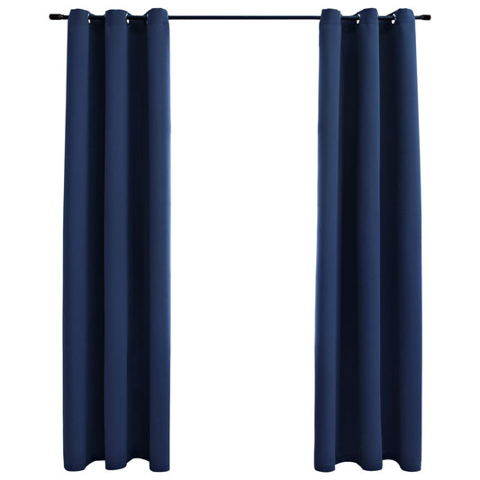 Blackout Curtains with Rings 2 pcs Navy Blue 37x63 Inches Fabric | Decor Gifts and More