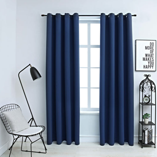 Blackout Curtains with Grommets 2 pcs Navy Blue 54x84 Inches Fabric | Decor Gifts and More