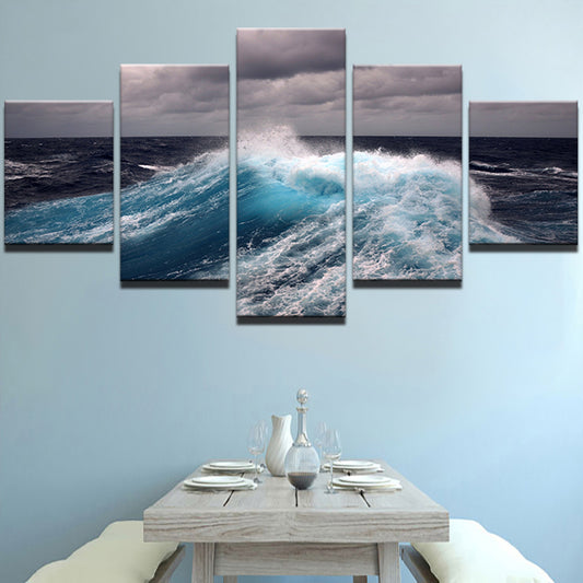 Canvas Art Wall Pictures Framed Canvas Print Rough Seas Landscape Painting - Home Decor Gifts and More