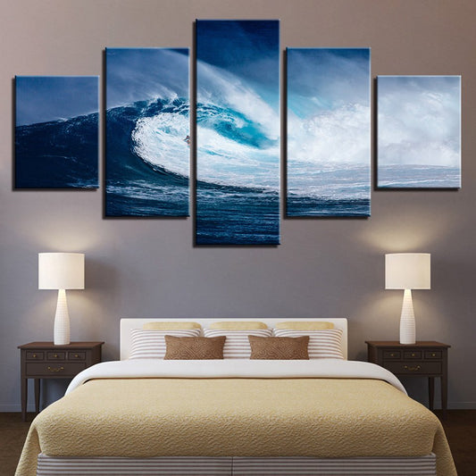 HD Canvas Clue Wave Surf Ocean Abstract  Scenic Landscape Mural Seascape Paintings Framed - Home Decor Gifts and More