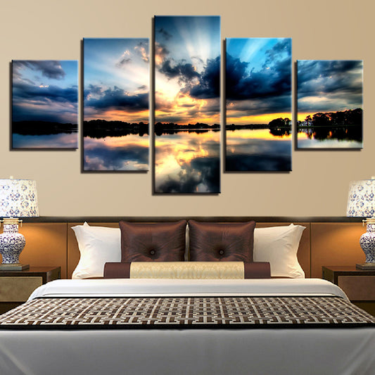 5 Piece Coastal Wall Decor Scenic Sunrise Landscape Canvas Panel 5D Wall Mural Set | Decor Gifts and More