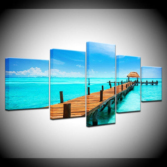 Canvas Painting Tropical island natural scenery 5 Pieces Wall Art Painting Modular Wallpapers Poster Print Home Decor - Home Decor Gifts and More