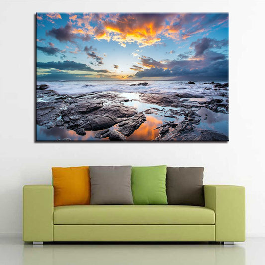 1 Piece/Pcs Beach Sea Waves Reef Seascape Painting Framed HD Wall Art | Decor Gifts and More