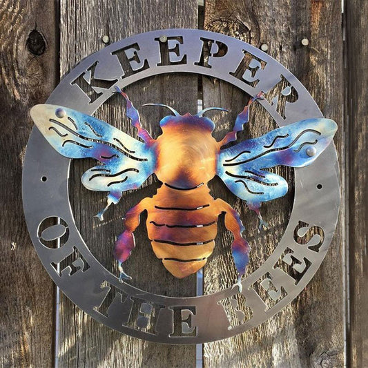 Colorful Color Bee Guardians Wall Courtyard Metal Art,keeper Of The Bees Creative Metal Statue Home Living Room Garden Ornaments - Home Decor Gifts and More
