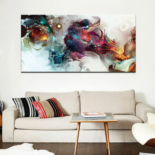 Modern Unframed Colorful Snow Peak Ocean Abstract Wall Landscape - Home Decor Gifts and More