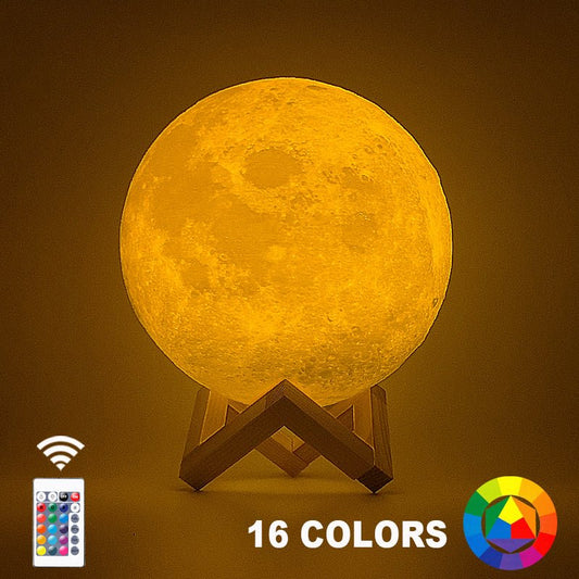 Dropship 3D Print Moon Lamp 20cm 18cm 15cm  Colorful Change Touch USB Led Night Light Home Decor Creative Gift - Home Decor Gifts and More