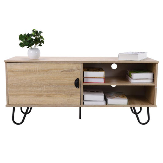 Modern Euro Design TV Stand TV Console Cabinet with 2 Storage Shelves  Door and Metal Hairpin Legs for Home - Home Decor Gifts and More