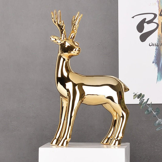 European Electroplated Ceramic Deer Sculpture Ornaments For Home Desktop Furnishings Home Decor Furnishings Accessories - Home Decor Gifts and More