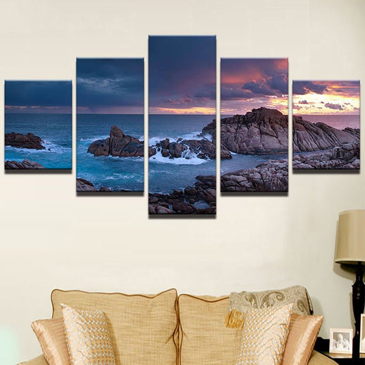 Framed 5 Pcs Seaview Home Decor Print Canvas Painting Vintage Wall Art Canvas Painting Wall Picture  Living Room Decor - Home Decor Gifts and More