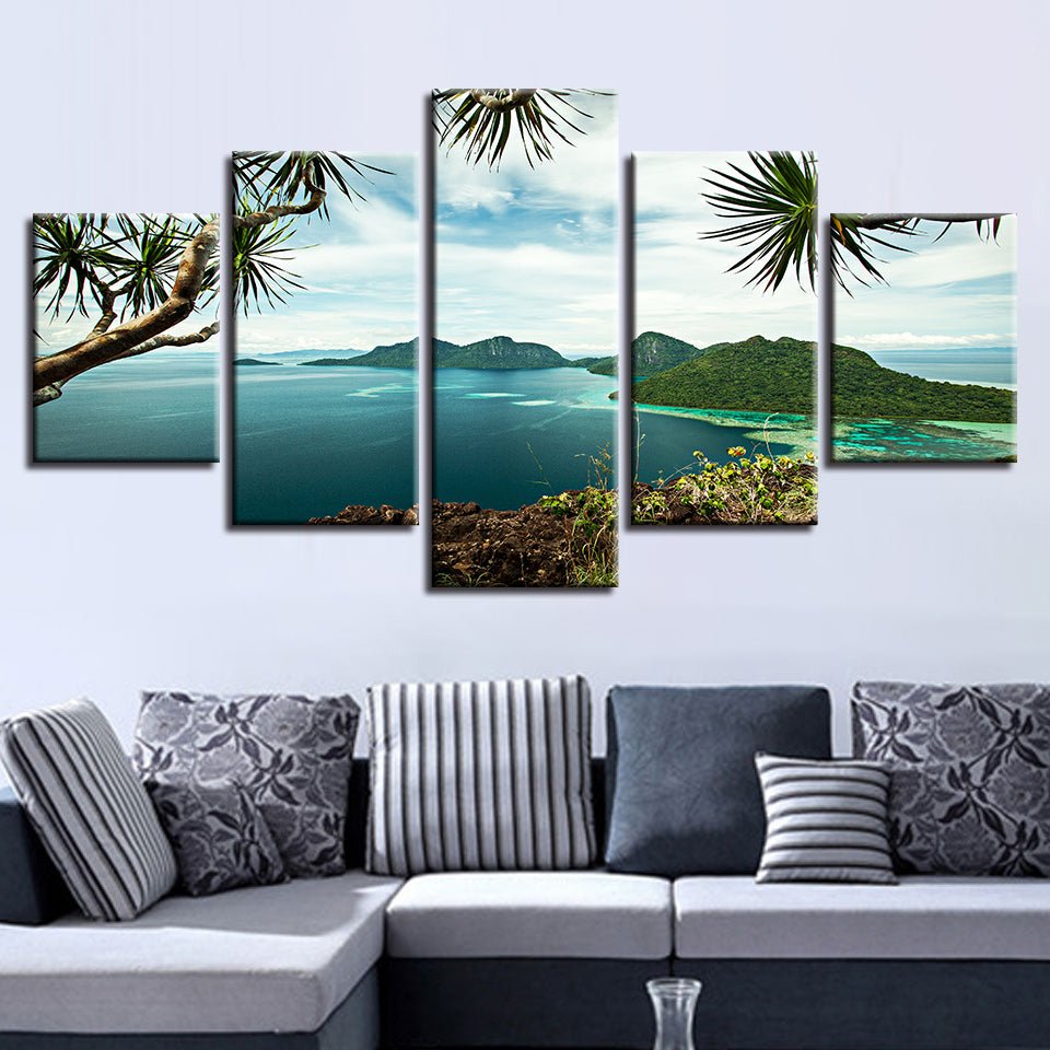 Canvas Landscape Mural  Mountain Seascape Wall Mural Framed Print Set - Home Decor Gifts and More