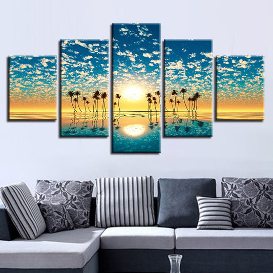 HD Prints Decor Canvas Paintings Wall Art 5 Pieces Flowers Blue Sky White Cloud Sunset Sunshine Scenery Modular Posters Pictures - Home Decor Gifts and More