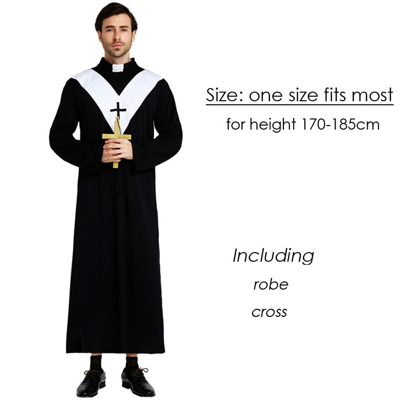 Umorden Easter Purim Halloween Costume for Men Father Priest Bishop Costumes Christian Pastor Clergyman Cosplay | Decor Gifts and More