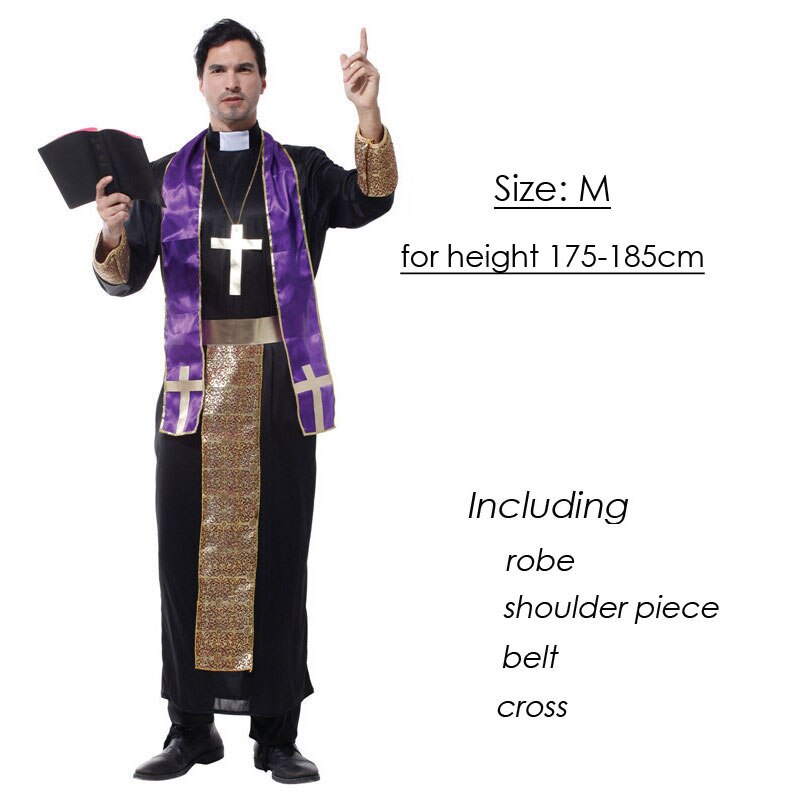 Umorden Easter Purim Halloween Costume for Men Father Priest Bishop Costumes Christian Pastor Clergyman Cosplay | Decor Gifts and More