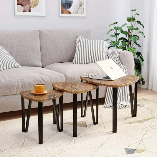 Homfa Nesting Diffuse Coffee Set 3 Coffee Table Side Table Modern Decorative Bedside Table for Sofa Table Living Room Furniture - Home Decor Gifts and More