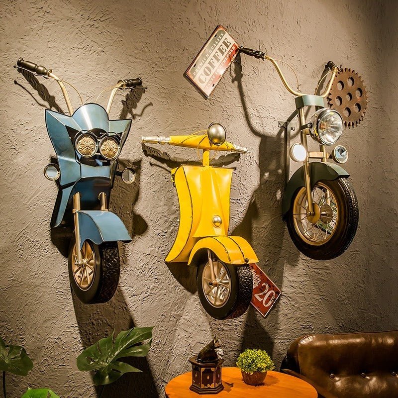 Retro and Nostalgic Electric Bike Wall, Vintage Motorcycle Wall Decor - Home Decor Gifts and More