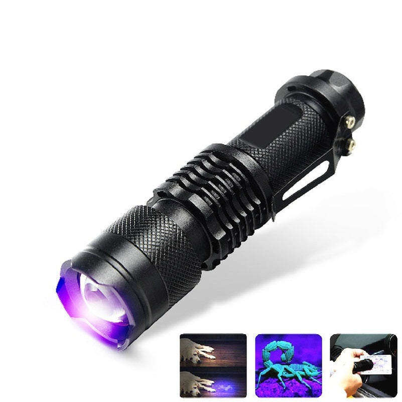 LED UV Flashlight Zoomable Black Light Ultraviolet Light Mini UV Light Torch Inspection Lamp for Outdoor Camping - Home Decor Gifts and More