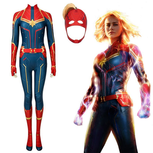 Marvel Superhero Captain Marvel The Avengers Carol Danvers Deluxe Cosplay Costume | Decor Gifts and More