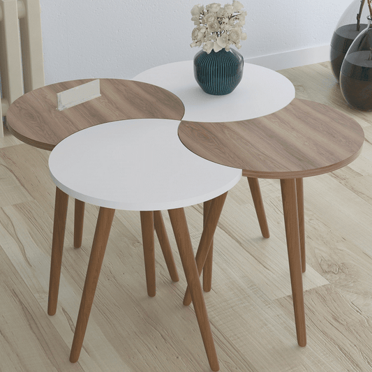 Medium Coffee Table 4 PCs Zigon Wood Legs Design Also Mounted Side Coffee Table Tea Coffee Service Table Round Living Room Medium coffee table Modern - Home Decor Gifts and More