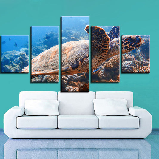 5 Piece Sea Turtles Scenery Framed Painting HD Printing Decor Wall Art Living Room | Decor Gifts and More