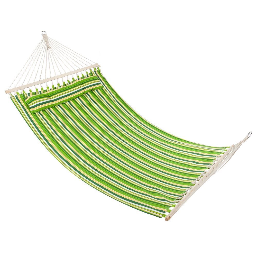 New High Quality 250G Weather Resistant Stylish Green Printed Retro Stripe Double Bed Hammock - Home Decor Gifts and More