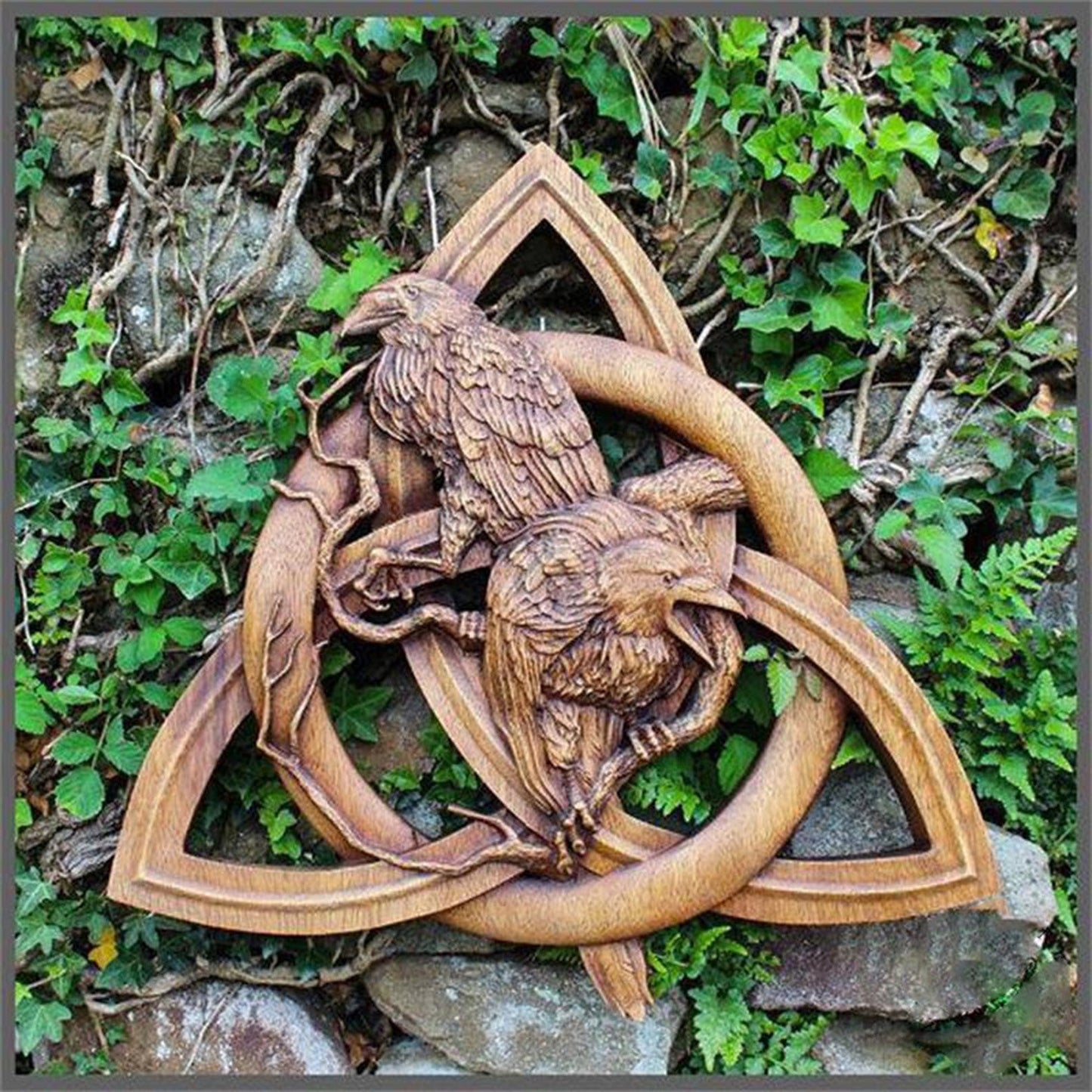 Norse Pagan Gods Carving Heathen Norse Rune Wood Wall Hanging Decor Yard Garden Statues Home Decoration Door Hanging Pendant - Home Decor Gifts and More