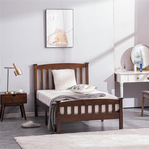 Vertical Walnut Modern Stripe Headboard Bed Frame Combo | Decor Gifts and More