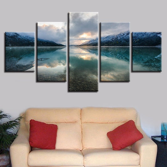 5 Piece Framed Scenic Landscape Lake Michigan Mountain Natural Landscape | Decor Gifts and More