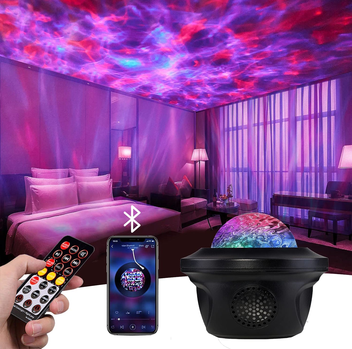 RGB Starry Galaxy Laser  Projector Led Light Night Lamp with Bluetooth Music Speaker for Adult and Boys Girls Christmas Gifts - Home Decor Gifts and More