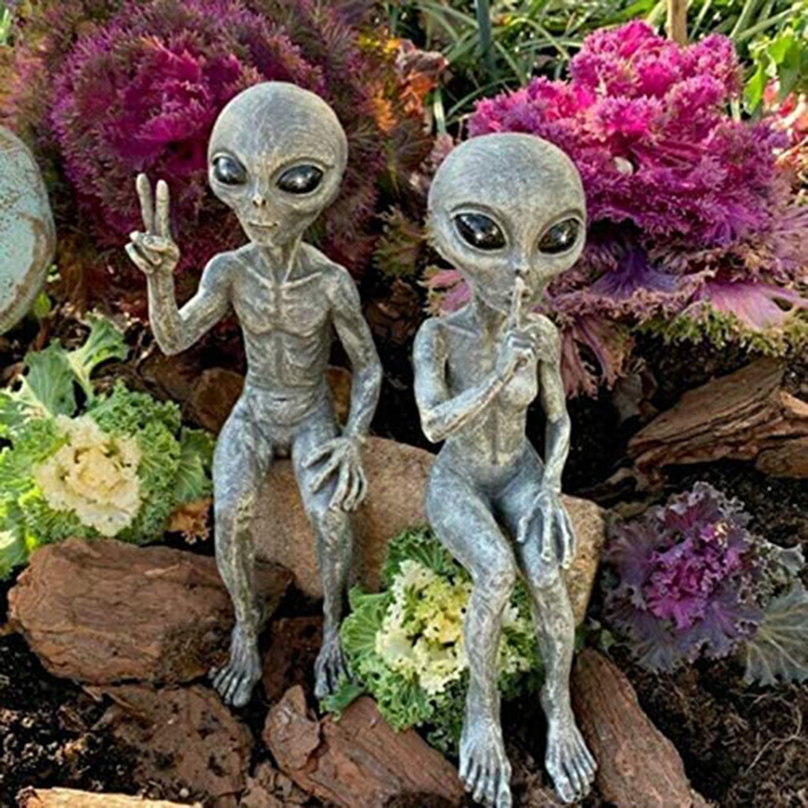 Resin Outer Space Alien Statue Martians Garden Figurine Set For Home Indoor Outdoor Decoration Crafts Figurines Accessories New | Decor Gifts and More