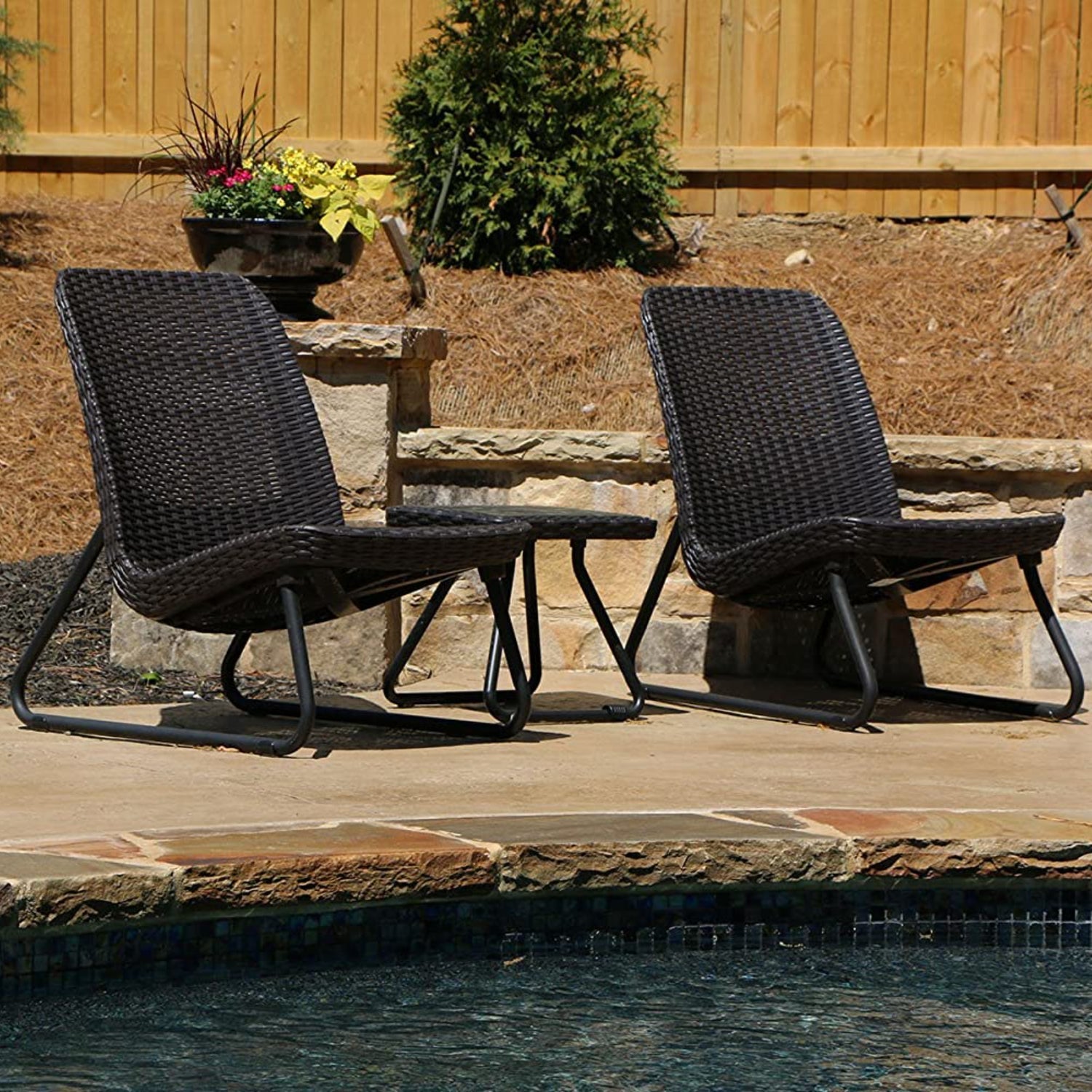 Resin Wicker Patio Furniture Set with Side Table and Outdoor Chairs Brown (US spot) - Home Decor Gifts and More