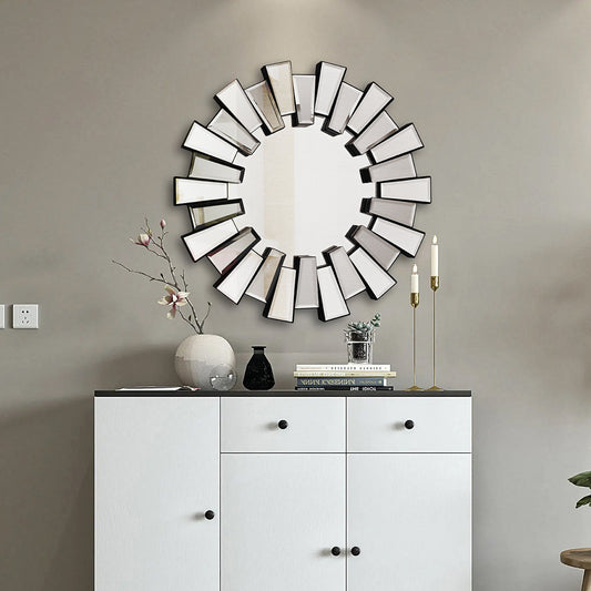 Round Mirror Wall Decor with Beveled Glass Frame for Living Room Foyer Bedroom 36&#39;&#39; Modern Accent Mirror - Home Decor Gifts and More