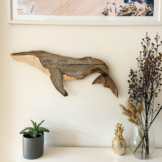 Rustic Farmhouse Decor Whale Wooden Sea Animal Wall Hanging Ornaments Craft Sea Fish Whale Room Decoration - Home Decor Gifts and More